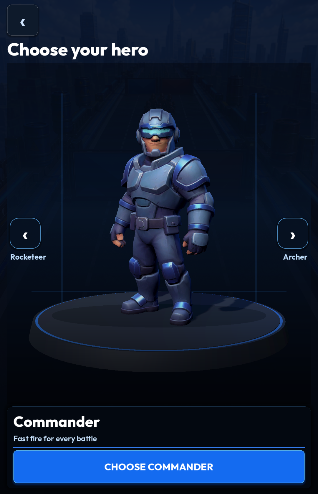 BrainMarshal character selection with the Commander on a tactical platform
