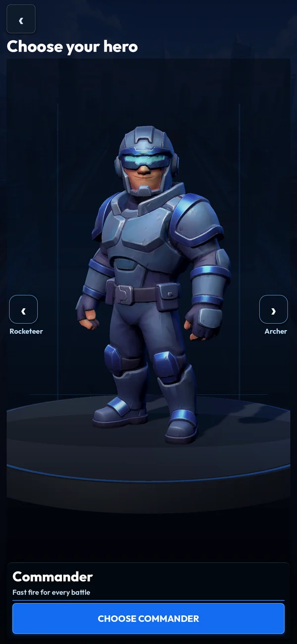 The Commander on the hero selection platform