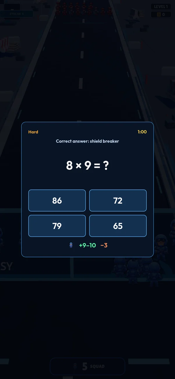 A multiplication question with four possible answers